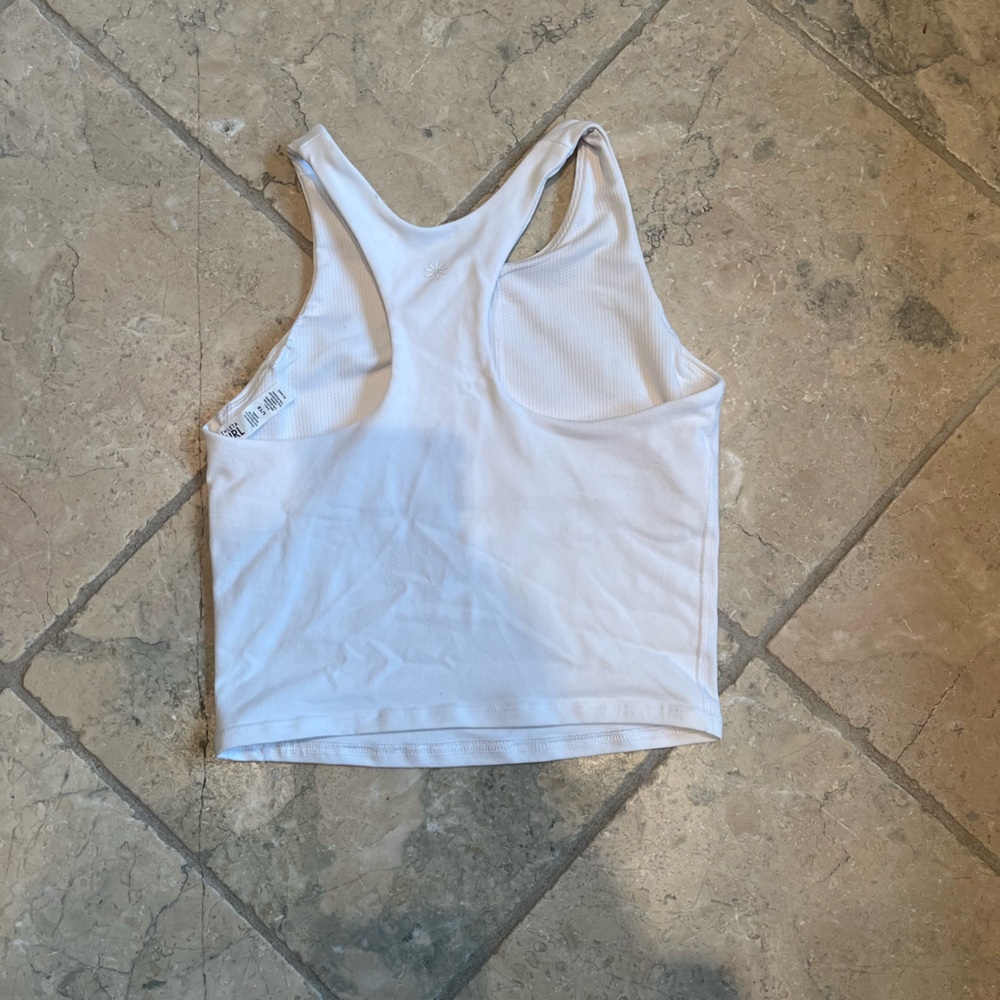 White Athleta girl race back tank top